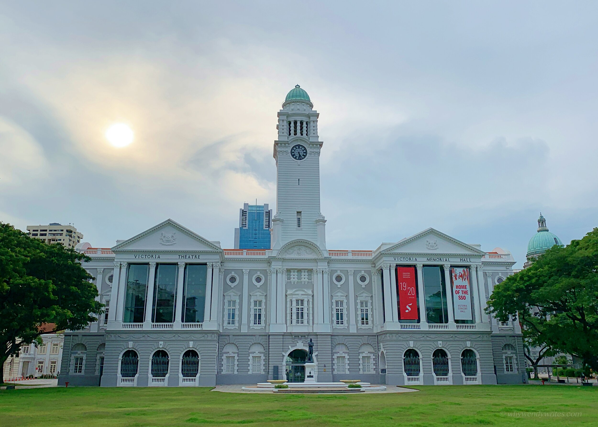 Sunset, Raffles and Victoria Theatre and Concert Hall
