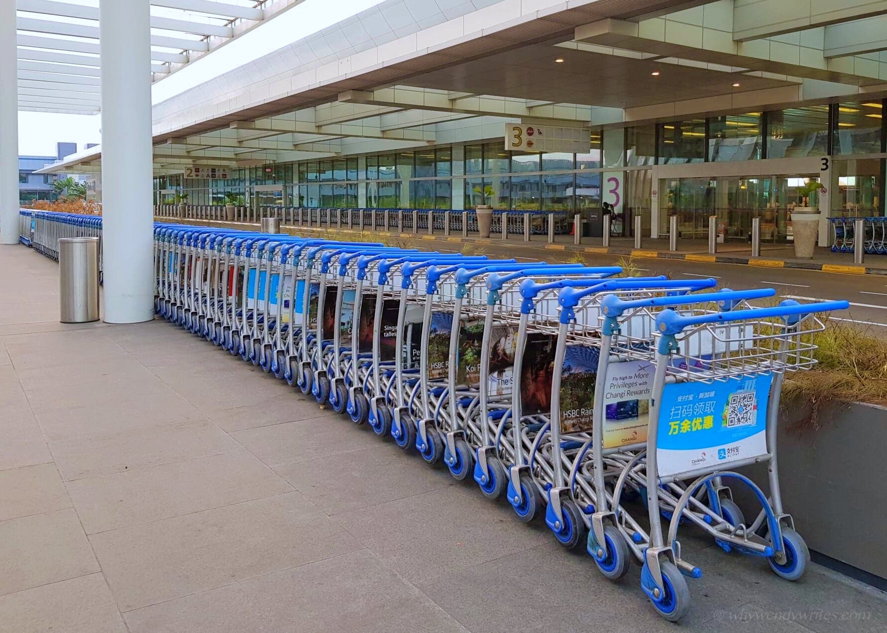 Unused trolleys at Changi Airport Terminal 1