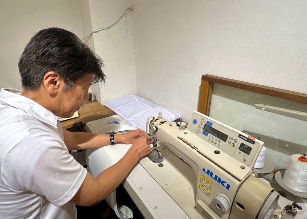 hand-sewn pillow workshop Hinomoto Shingu Co Ltd